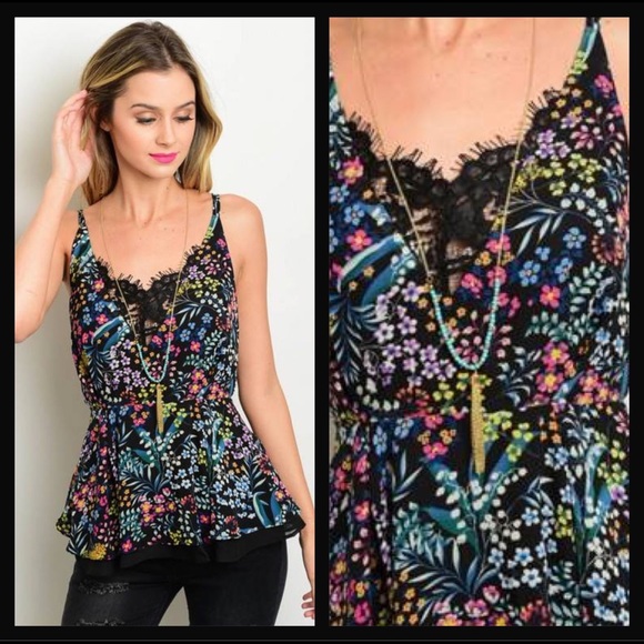 Mustard Seed Tops - 🆕⭐️ Floral Peplum Lace Tank